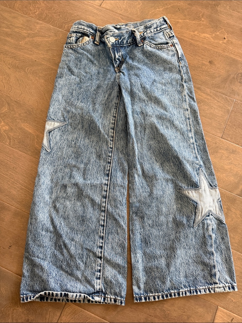 Old Navy Light Blue Wide-Leg Jeans with Star Patches